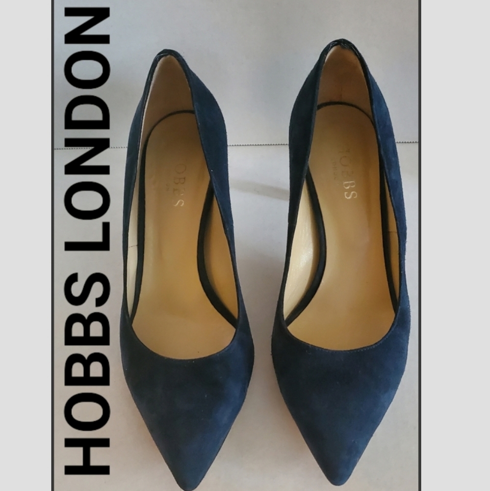 NYE SALE HOBBS Elouise Blue Suede Heels SZ 7